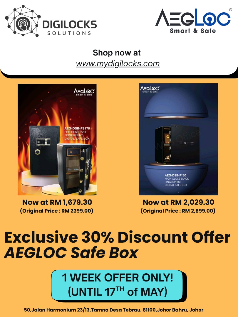 Exclusive 30% Discount Offer for all AEGLOC Safe Box